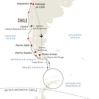 tourhub | HX Hurtigruten Expeditions | In-depth Antarctica & Patagonia Expedition | Northbound | Tour Map