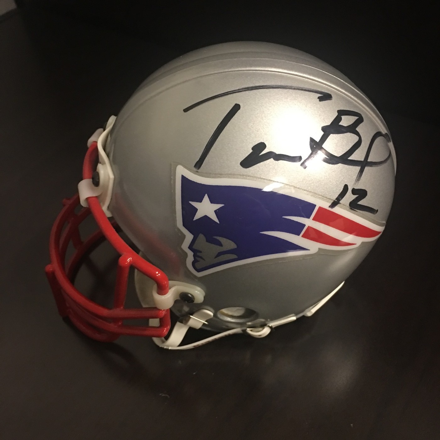 Tom Brady signed mini helmet