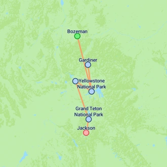 tourhub | On The Go Tours | Grand Teton & Yellowstone Explorer - 5 days | Tour Map