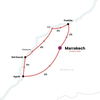tourhub | G Adventures | Moroccan Coast Explorer | Tour Map