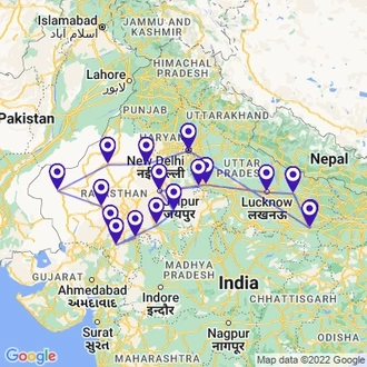 tourhub | UncleSam Holidays | Experience of North India Tour | Tour Map