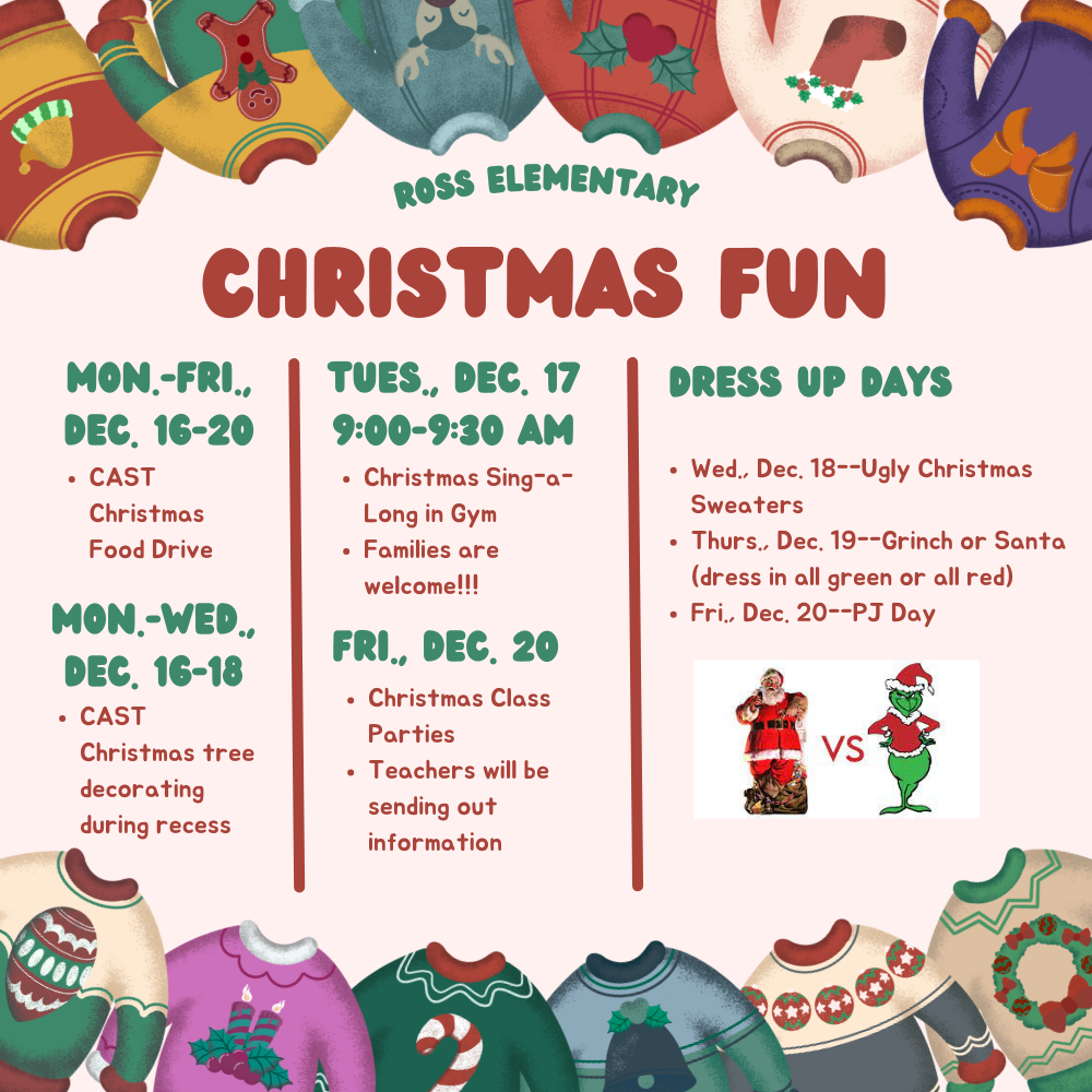 Ross Christmas Fun Activities (all are on the calendar as well)