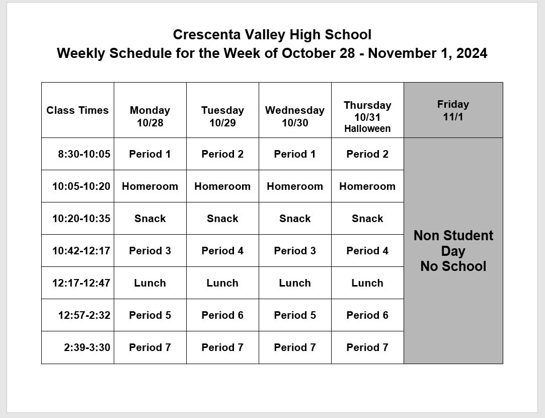 Weekly Schedule