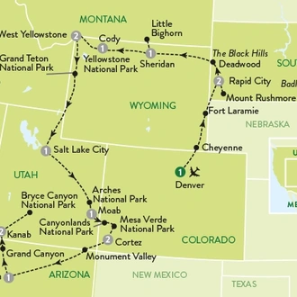 tourhub | Travelsphere | Epic Wonders of the National Parks with Las Vegas Add-on | Tour Map
