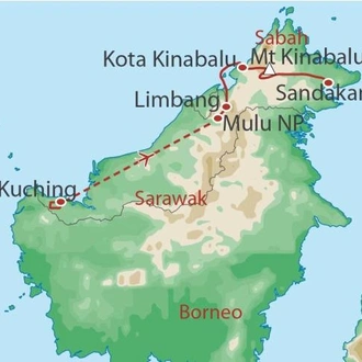 tourhub | World Expeditions | Borneo Adventure | Tour Map