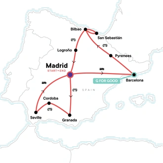 tourhub | G Adventures | Classic Spain | Tour Map