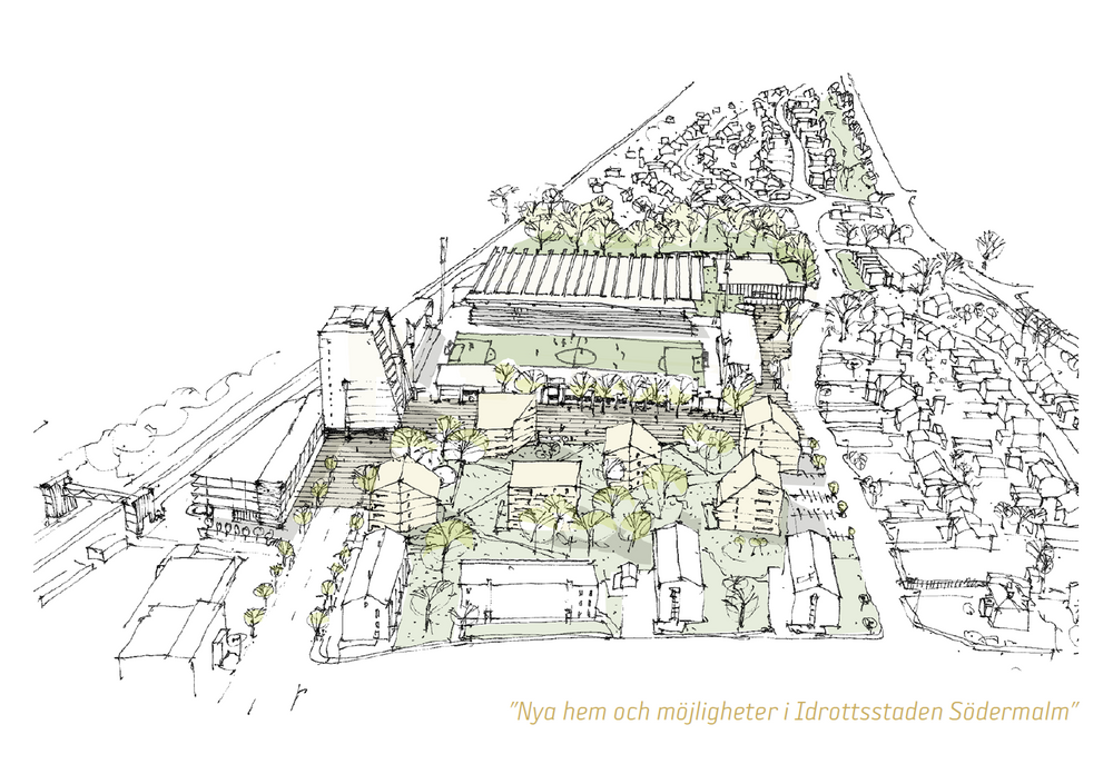 Skiss över möjlig utveckling Södermalm
Hem och möjigheter i idrotsstaden Södermalm