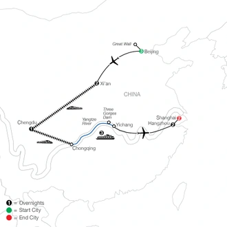 tourhub | Globus | Best of China & the Yangtze River | Tour Map