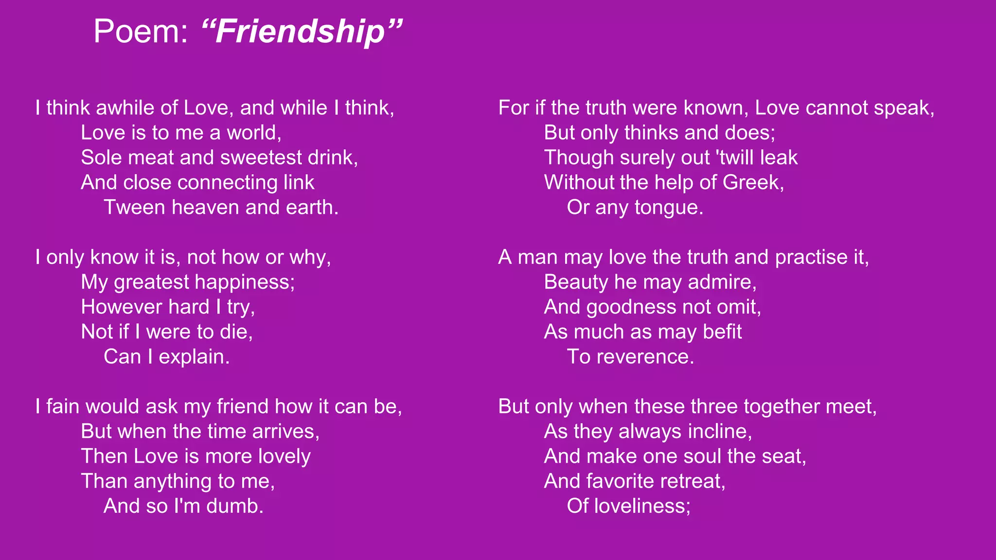short poems about friendship