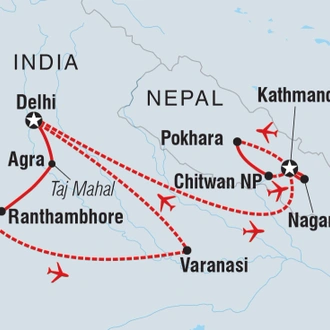 tourhub | Intrepid Travel | Premium India & Nepal | Tour Map