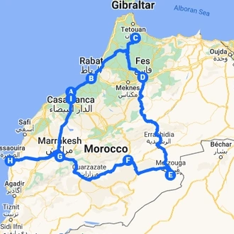 tourhub | Morocco Private Tours | Morocco’s Hidden Treasures. 17 day Tour. | Tour Map