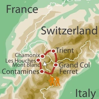 tourhub | UTracks | Mont Blanc Encompassed Hike | Tour Map