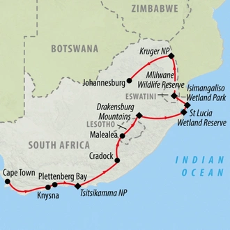 tourhub | On The Go Tours | Sensational South Africa 2024 - 19 days | Tour Map