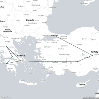 tourhub | Fez Travel | 2024 - Best of Turkey and Greece Tour | Tour Map