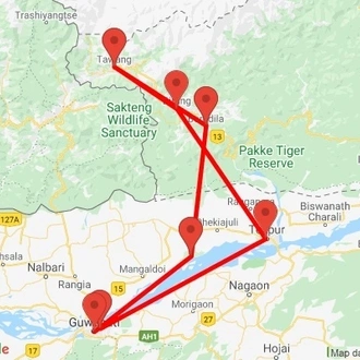 tourhub | Agora Voyages | Assam & Arunachal The Buddhist Monasteries & Tribal Culture Tour | Tour Map