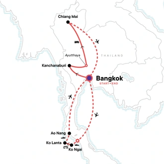 tourhub | G Adventures | Classic Thailand - West Coast | Tour Map