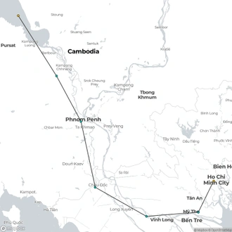 tourhub | CroisiEurope Cruises | From the Mekong Delta to Siem Reap (port-to-port cruise) | Tour Map