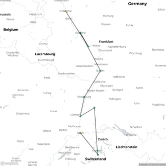 tourhub | Riviera Travel | Gastronomy of Switzerland and the Rhine - MS Emily Brontë | Tour Map