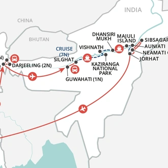 tourhub | Wendy Wu | Beyond the Brahmaputra  | Tour Map