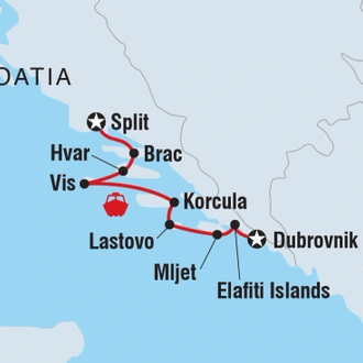 tourhub | Intrepid Travel | Croatia Sailing Adventure: Split to Dubrovnik | Tour Map