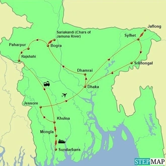 tourhub | Undiscovered Destinations | Bangladesh Discovery | Tour Map