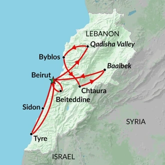 tourhub | Encounters Travel | Lebanon Encounters Tour | Tour Map