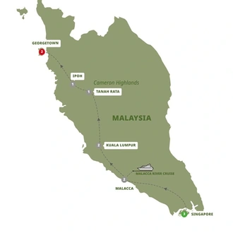 tourhub | Trafalgar | Highlights of Singapore and Malaysia | Tour Map