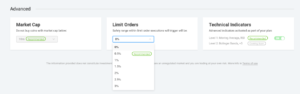 Price margin selection for limit orders