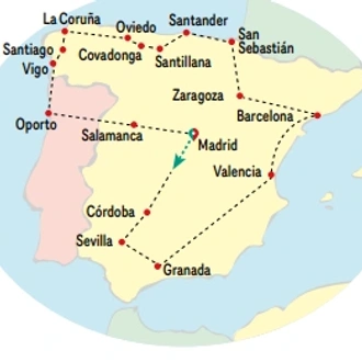 tourhub | VPT TOURS | 14 Day All Spain & North of Portugal from Madrid | Tour Map