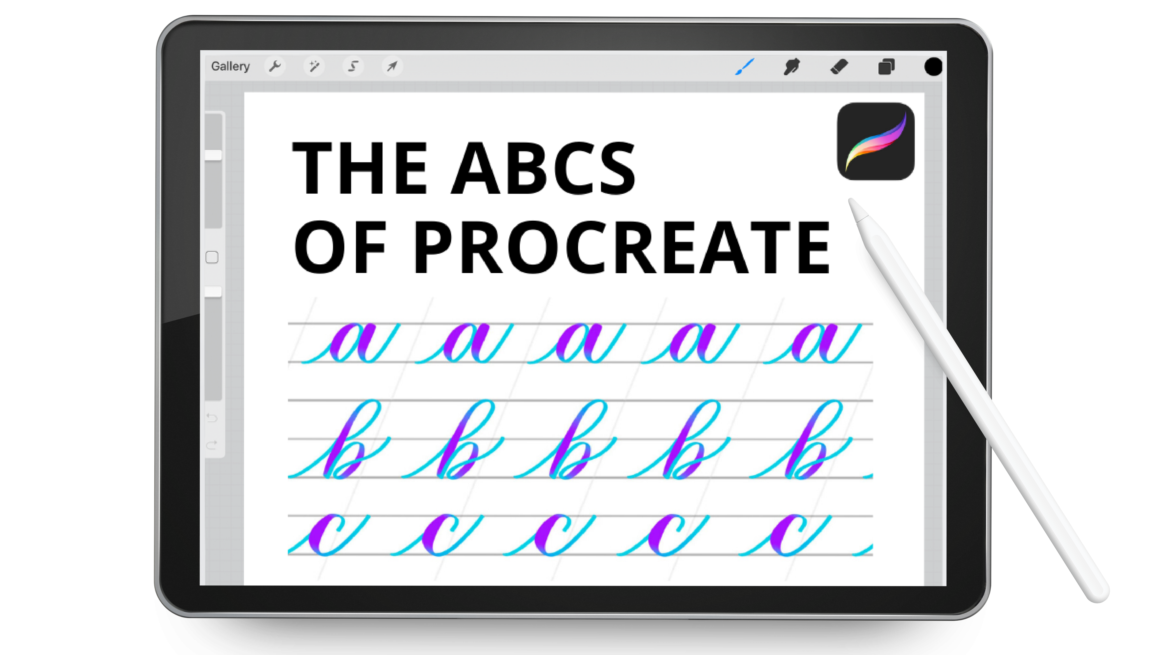 Lowercase Brush Lettering Guide, iPad Lettering, Procreate App