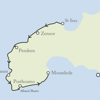 tourhub | Exodus | Walking The Western Tip of Cornwall | Tour Map