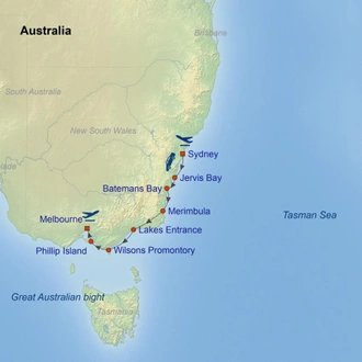 tourhub | Indus Travels | Coastal Drive in Australia | Tour Map