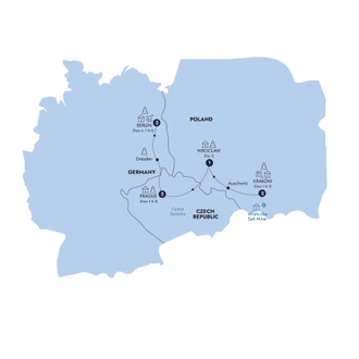 tourhub | Insight Vacations | Christmas Markets of Poland, Prague & Germany - Small Group, Winter | Tour Map