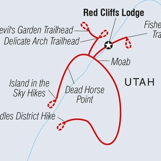 tourhub | Intrepid Travel | Hiking the Best of Moab: Arches and Canyonlands		 | Tour Map
