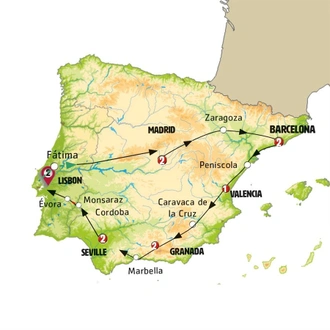 tourhub | Europamundo | Spanish soul and Lisbon | Tour Map