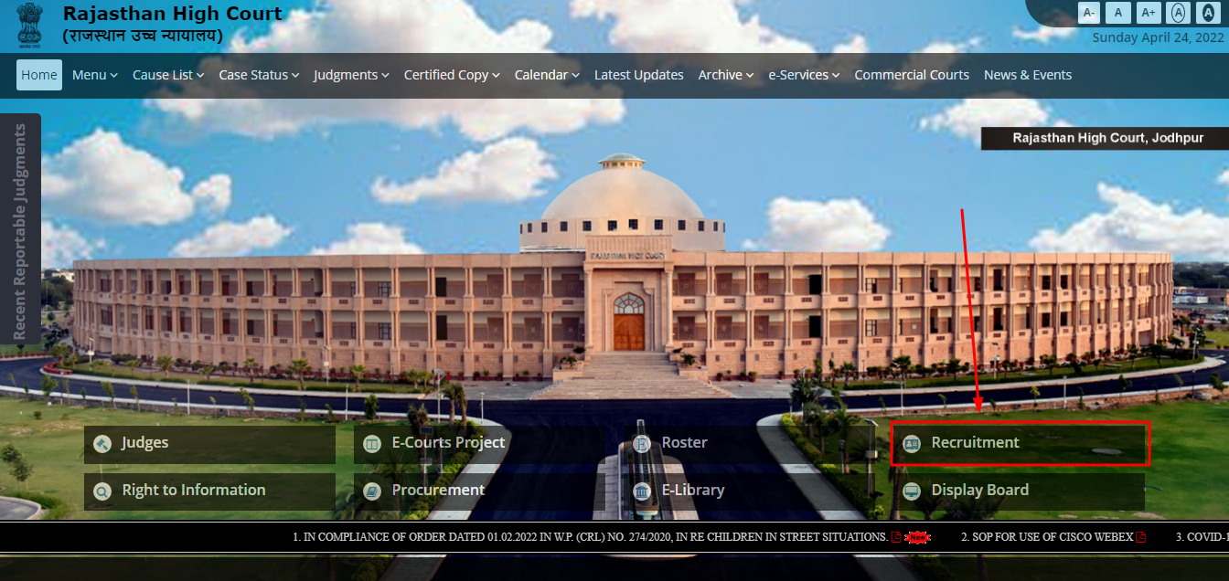 Rajasthan High Court Official Website