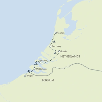 tourhub | Exodus | Haarlem to Bruges Cycling Adventure | Tour Map