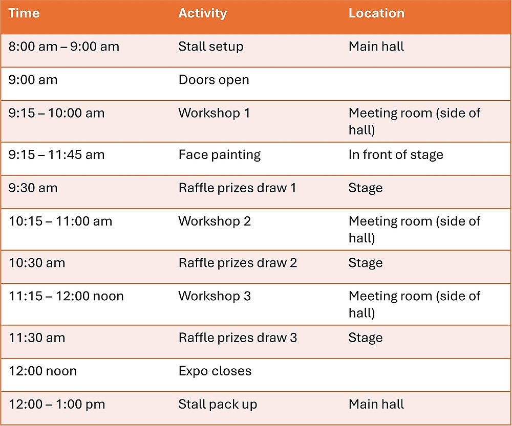 Schedule for Wellbeing Expo