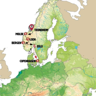 tourhub | Europamundo | The beautiful Norway End Copenhagen | Tour Map