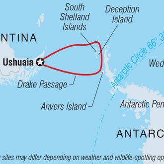 tourhub | Intrepid Travel | Best of Antarctica: Pristine Wilderness (Ocean Endeavour) | Tour Map