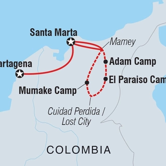 tourhub | Intrepid Travel | Lost City Trekking in Colombia | Tour Map