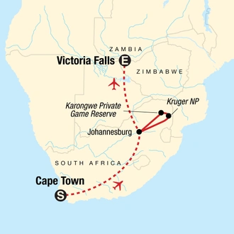 tourhub | G Adventures | Explore Southern Africa | Tour Map