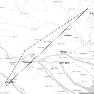 tourhub | CONNEK TRIP | 2D1N Mekong Delta Discovery: Island Hopping, Local Life, and Floating Markets | Tour Map