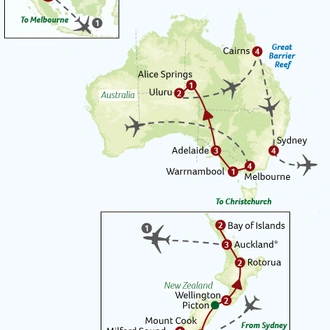 tourhub | Titan Travel | The Best of Australia and New Zealand with Singapore | Tour Map