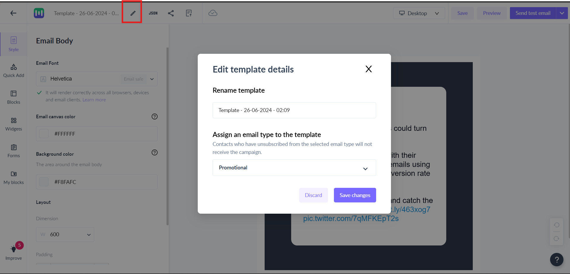 How to assign an email type to a template in Mailmodo