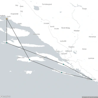 tourhub | Riviera Travel | Split, Dubrovnik and the Splendours of Dalmatia for solo travellers - MS Adriatic Sun | Tour Map