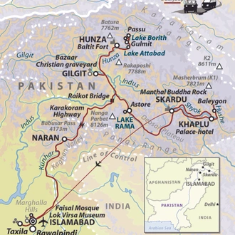 tourhub | Wild Frontiers | Northern Pakistan: Wonders of the Karakoram | Tour Map