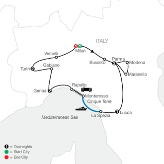 tourhub | Globus | Northern Italy's Highlights & Cinque Terre | Tour Map