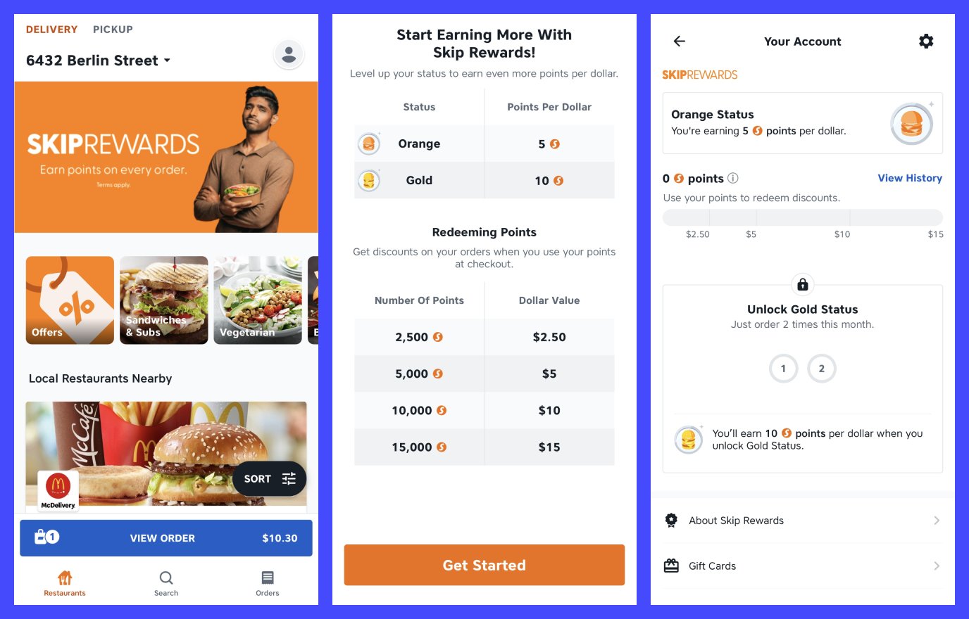Skip The Dishes UX gamification example