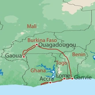 tourhub | World Expeditions | Highlights of Ghana, Togo and Benin | Tour Map